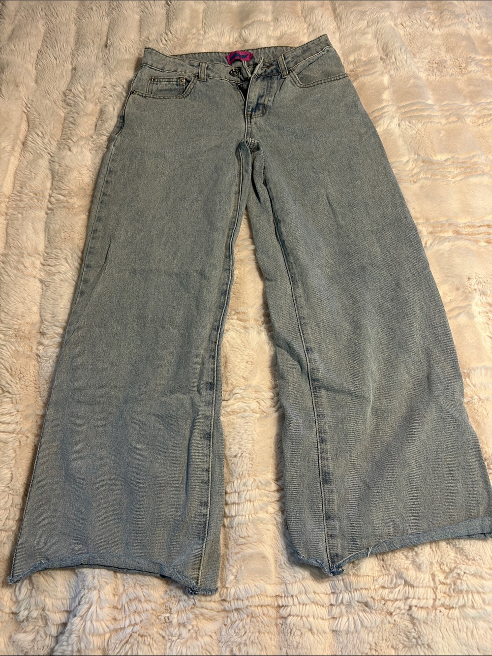 Edikted Wide Leg Jeans - Light Wash Blue